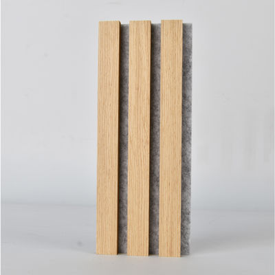 2400mm Natural Oak Acoustic Slat Wood Wall Panels With Black Grey Felt Backing