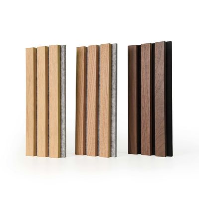 2400mm Natural Oak Acoustic Slat Wood Wall Panels With Black Grey Felt Backing