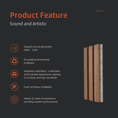Timber Veneer Oak Acoustic Wood Wall Panels Modern Style Sound Proof 0.85NRC