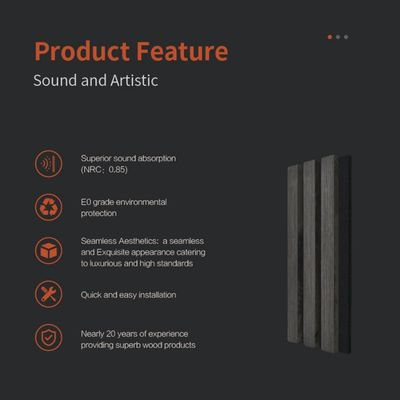 Fire Retardant Veneer Wood Slat Acoustic Wood Panel Superior Sound Absorption
