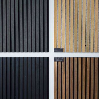 Three Side Wood Veneer Slat Wall Acoustic Panel Walnut E0 Grade 21mm Thick