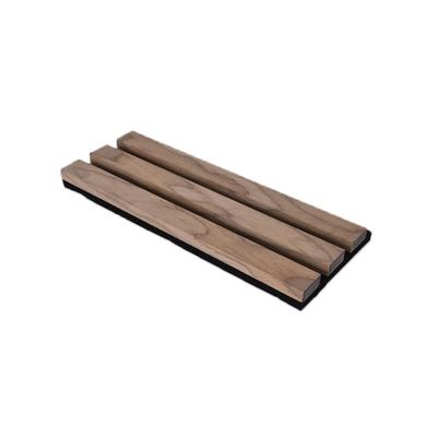 Three Side Wood Veneer Slat Wall Acoustic Panel Walnut E0 Grade 21mm Thick