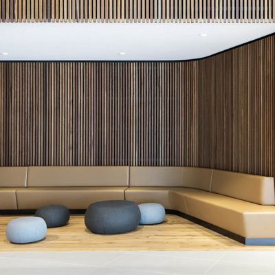 Nobel Walnut Wood Slat Acoustic Wall Panels 600x2400 600x3000mm Slatted Wood Panels