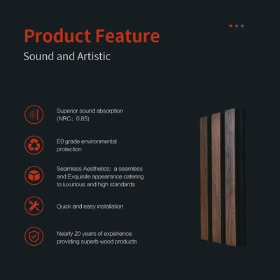 0.85 NRC Wood Slat Acoustic Panels Melamine Finish High Density For School Decor