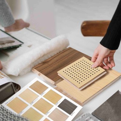 Modern Style Veneer Acoustic Perforated Wood Panels For Residential Office