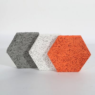 High Impact Resistance Wood Wool Acoustic Wall Panels Hexagon Shape For Hotel Decor