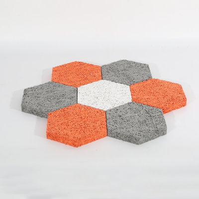 High Impact Resistance Wood Wool Acoustic Wall Panels Hexagon Shape For Hotel Decor