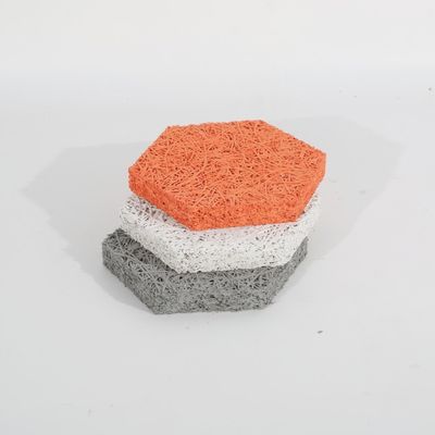 High Impact Resistance Wood Wool Acoustic Wall Panels Hexagon Shape For Hotel Decor