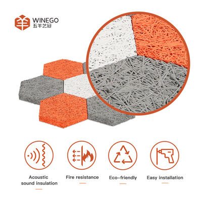 High Impact Resistance Wood Wool Acoustic Wall Panels Hexagon Shape For Hotel Decor
