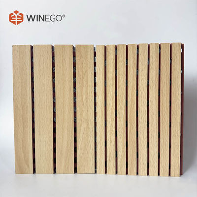 Interior Soundproofing Grooved Acoustic Panels 2440mm With Red Fire Resistant MDF