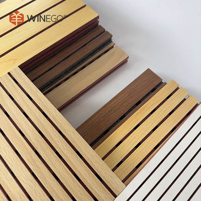Custom Color Grooved Acoustic Wood Wall Panels 15mm For Aesthetically Spaces