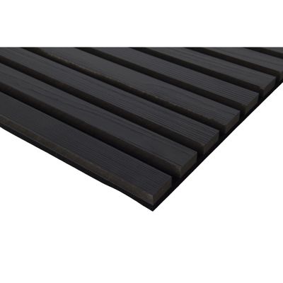 Black Color Acoustic Wood Slat Panels Polyester Fiber MDF For Hotel Decor