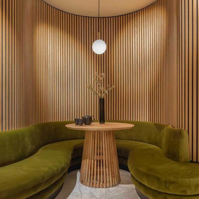 Natural Wood Slat Acoustic Wall Panels Fire Retardant 0.85 NRC Sound Absorption