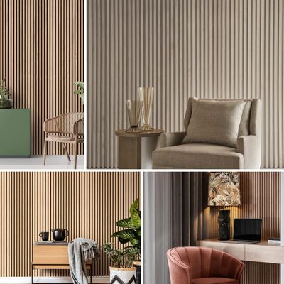 Veneer Banding Acoustic Wood Slat Panels 2400mm Wood Slat Wall Tiles Customized