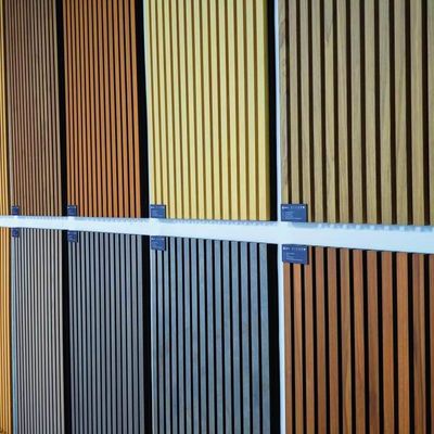 Three Side Wood Veneer Slat Wall Acoustic Panel Walnut E0 Grade 21mm Thick