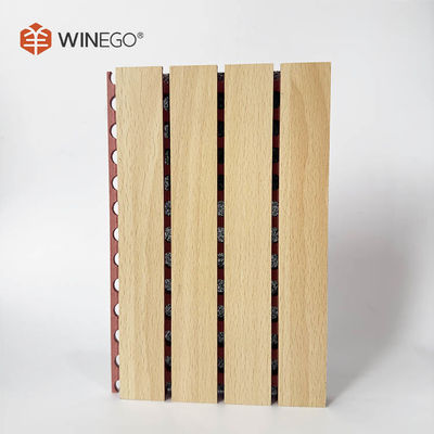 Interior Soundproofing Grooved Acoustic Panels 2440mm With Red Fire Resistant MDF